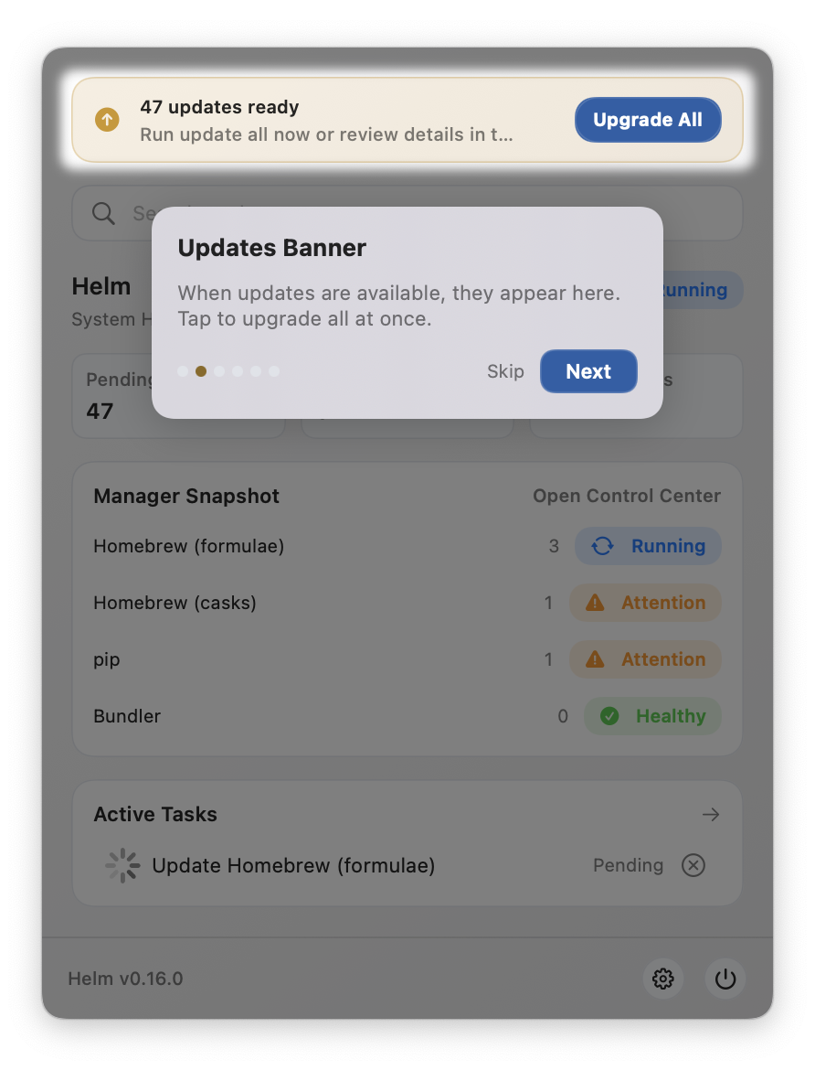 Walkthrough spotlight overlay highlighting a UI element.